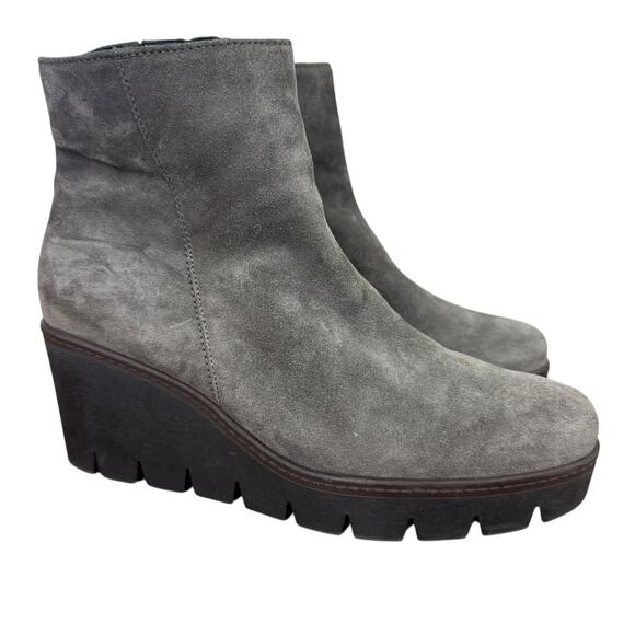 Gabor Womens Gray Suede Side Zip Wedge Ankle Boots Booties sz UK 5 / US 7.5 - Picture 1 of 15